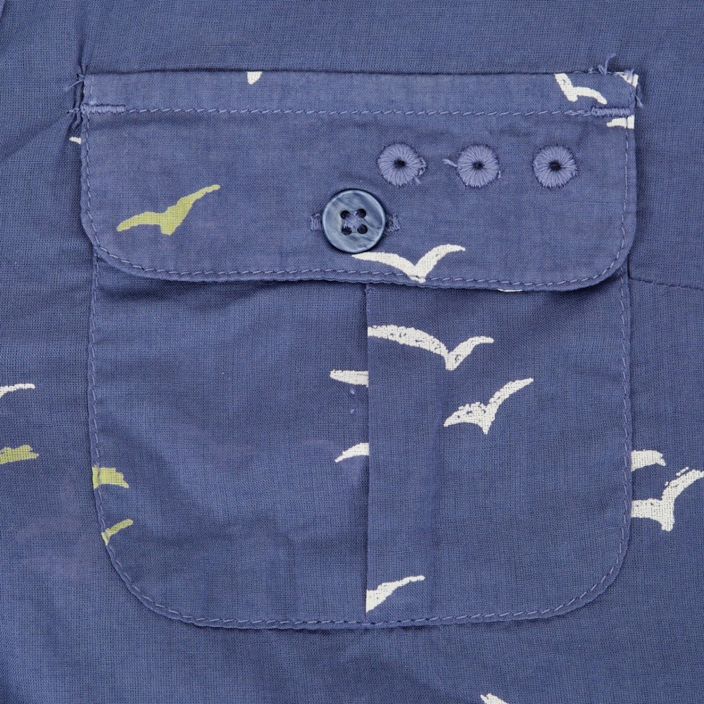 Columbia PFG Shirt Womens Small Blue Bird Print Roll Tab Long Sleeve Cotton - Picture 8 of 15